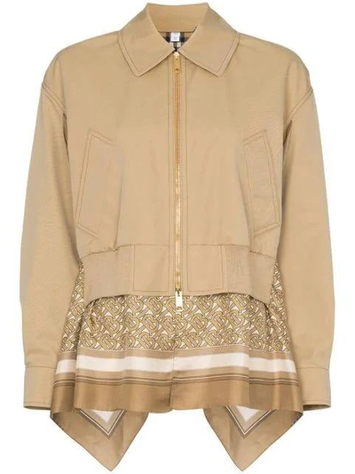 Shop Burberry Scarf Detail Harrington Jacket In Neutral