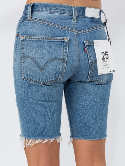 Shop Re/done Knee Length Denim Shorts In Blue