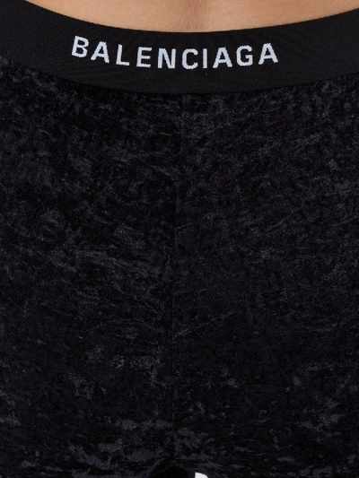 Shop Balenciaga Branded Waist Leggings In Black