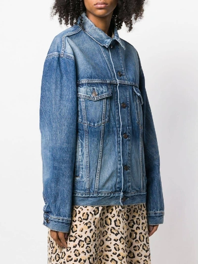 Shop Balenciaga Oversize Logo Denim Jacket