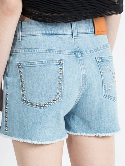 Shop Stella Mccartney High Rise Denim Shorts In Blue