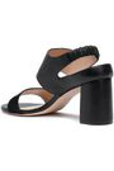 Shop Stuart Weitzman Leather And Suede Slingback Sandals In Black