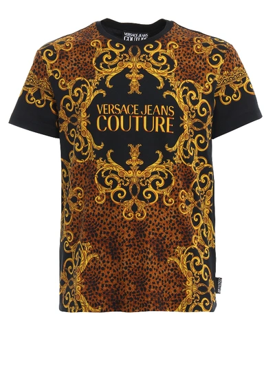 Shop Versace Jeans Animal Print Baroque Print T-shirt In Black