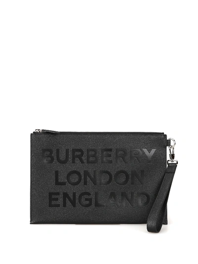 Shop Burberry Edin Embossed Logo Clutch In Black