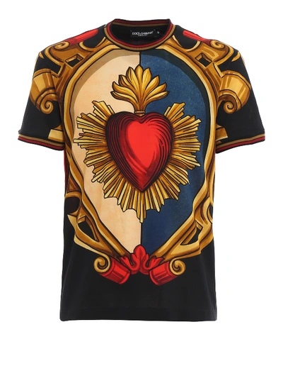 Shop Dolce & Gabbana Baroque Heart Print T-shirt In Multicolour