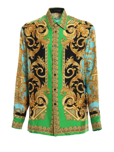 Shop Versace Baroque Print Silk Twill Shirt In Multicolour