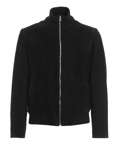 Shop Prada Suede Padded Jacket In Black