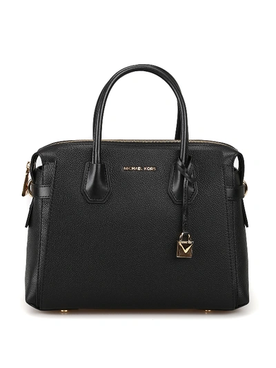 Shop Michael Kors Mercer Medium Bowling Bag In Black