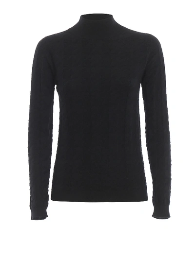 Shop Blumarine Black Wool Turtleneck Sweater