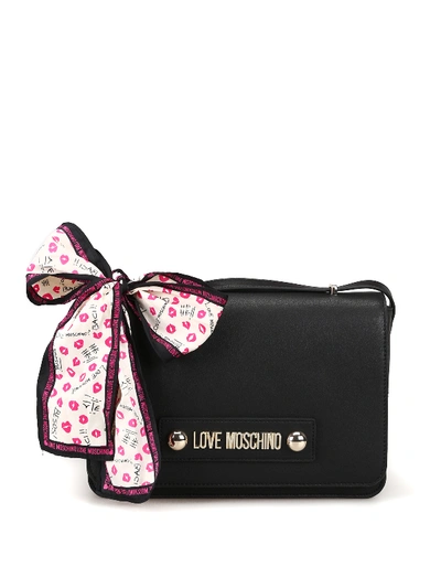 Shop Love Moschino Grainy Leather Effect Shoulder Bag In Black