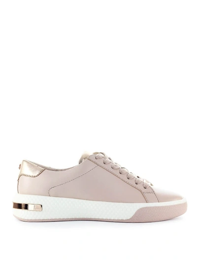 Shop Michael Kors Light Pink Leather Sneakers