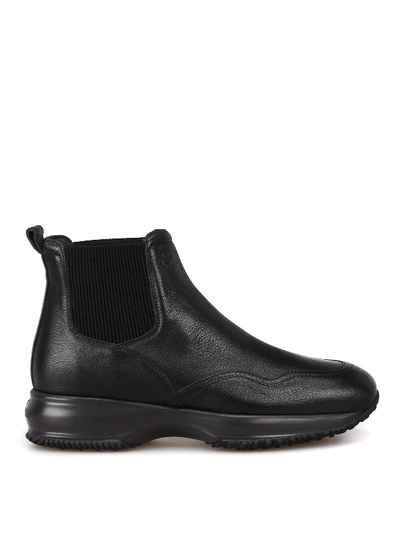 Shop Hogan Interactive Chelsea Leather Boots In Black