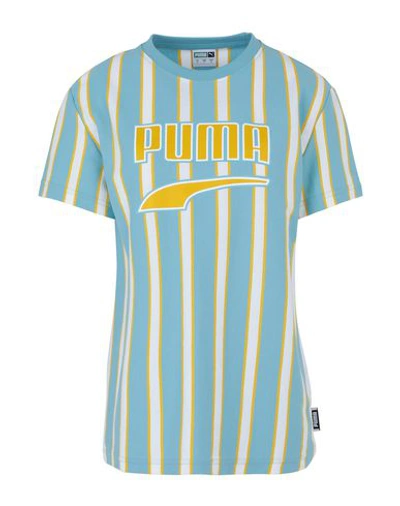 Shop Puma T-shirts In Sky Blue