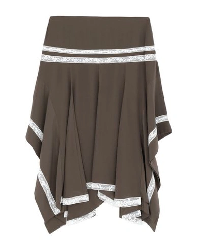 Shop Chloé Woman Midi Skirt Dark Brown Size 8 Silk, Cotton, Polyamide