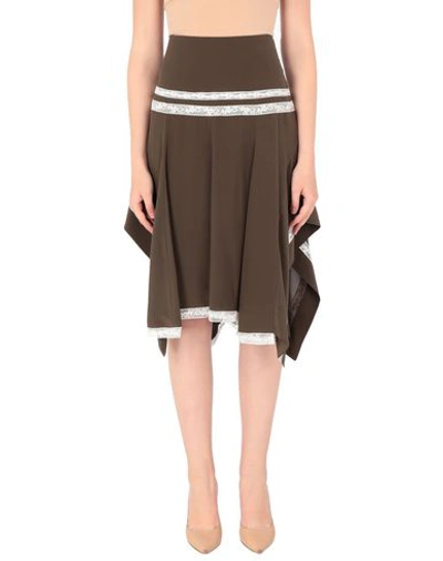 Shop Chloé Woman Midi Skirt Dark Brown Size 8 Silk, Cotton, Polyamide