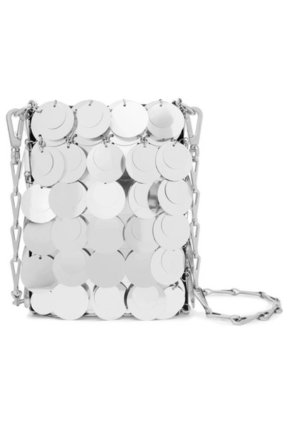Shop Paco Rabanne Sparkle 1969 Mini Paillette-embellished Faux Leather Shoulder Bag In Silver