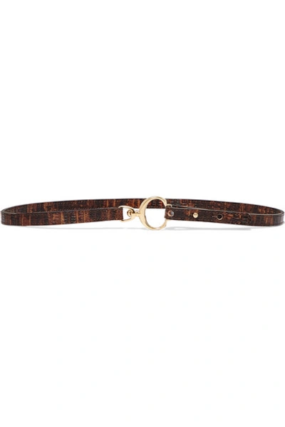 Shop Chloé Lizard-effect Leather Belt In Brown
