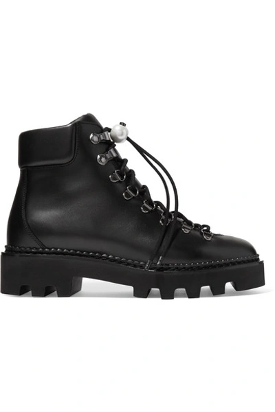 Shop Nicholas Kirkwood Delfi Faux Pearl-embellished Leather Ankle Boots In Black