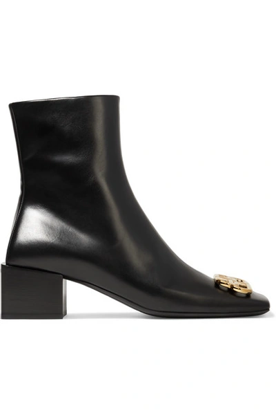 Shop Balenciaga Embellished Leather Ankle Boots In Black