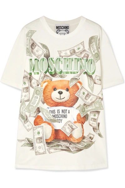 Shop Moschino Printed Cotton-jersey T-shirt In White