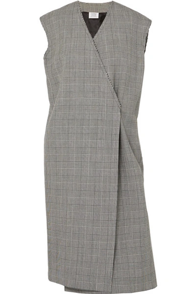 Shop Vetements Frayed Prince Of Wales Checked Wool Vest In Gray