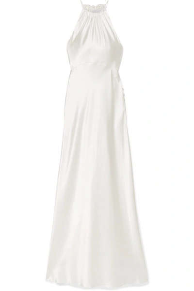 Shop Les Rêveries Silk-charmeuse Halterneck Gown In Ivory