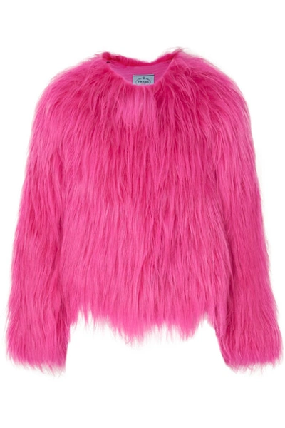 Shop Prada Goat Hair Coat In Pink