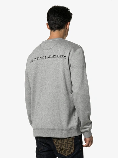 Shop Valentino X Undercover Ufo And Rose Print Cotton Sweatshirt In Grey