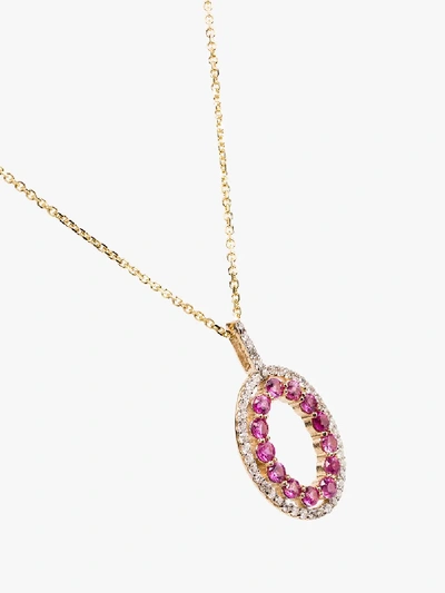 Shop Mateo 14k Yellow Gold Pink Halo Pendant Necklace