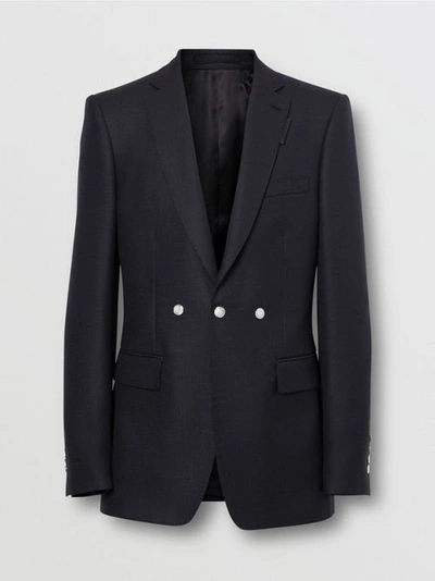 Shop Burberry English Fit Triple Stud Wool Mohair Tailored Jacket In Midnight Blue