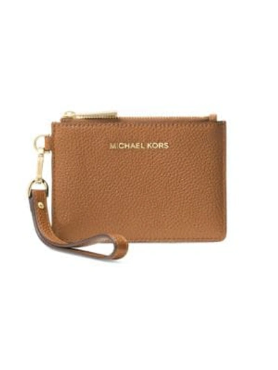 Shop Michael Michael Kors Small Money Pieces Leather Coin Purse In Acorn