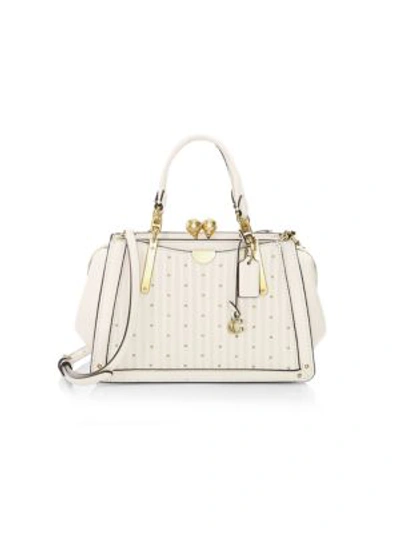 Shop Coach Kisslock Dreamer Rivets Quilted Leather Satchel In Chalk