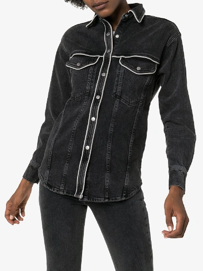 Shop Simon Miller Western Inspired Denim Shirt In Grey