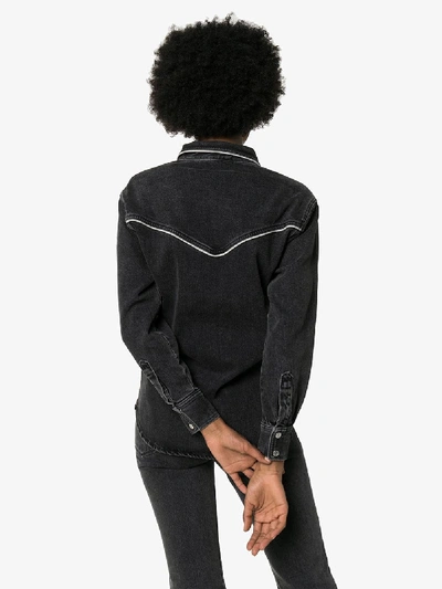 Shop Simon Miller Western Inspired Denim Shirt In Grey