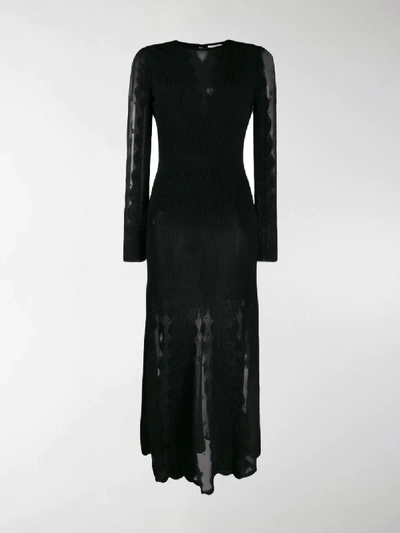 Shop Alexander Mcqueen Sheer Panels Midi Dress In Black