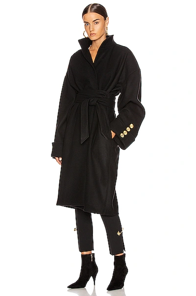 Shop Alexandre Vauthier Melton Coat In Black