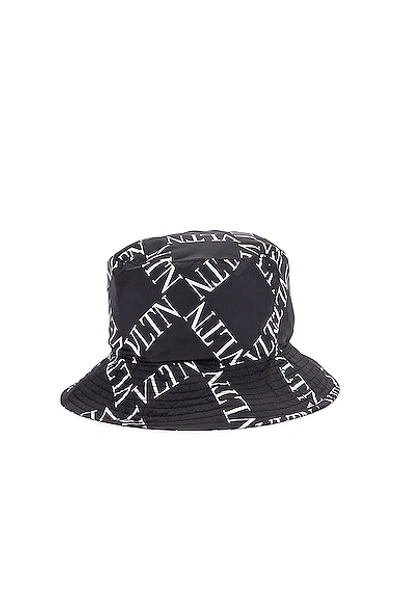 Shop Valentino Print Bucket Hat In Black In Black & White