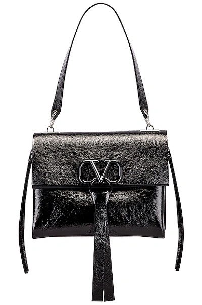 Shop Valentino Vlogo Ribbon Shoulder Bag In Black