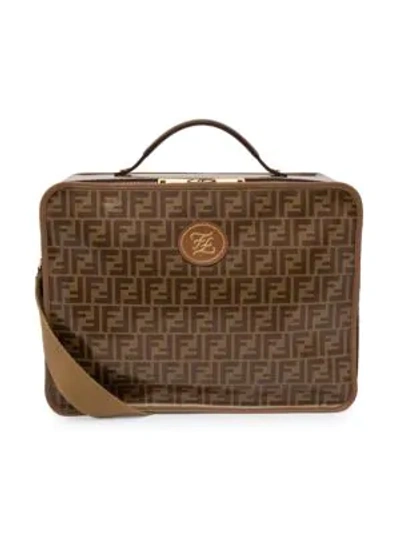 Shop Fendi Small Soft Logo Travel Case In Brown