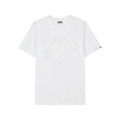 Shop Billionaire Boys Club White Logo-print Cotton T-shirt