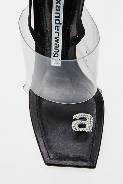 Shop Alexander Wang Kaia Crystal Logo Sandal In Black