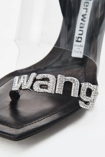 Shop Alexander Wang Kaia Crystal Logo Sandal In Black