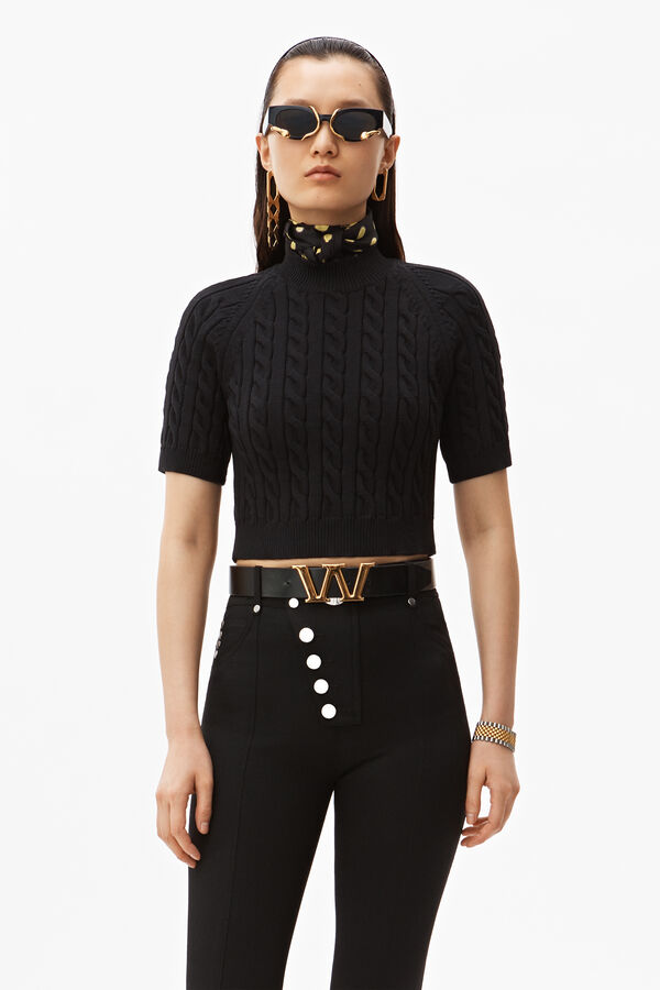 alexander wang shrunken cable sweater