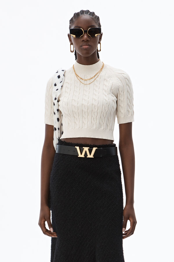 alexander wang shrunken cable sweater