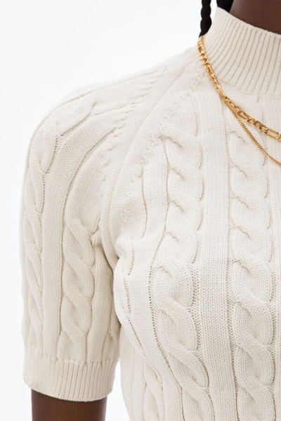 Shop Alexander Wang Shrunken Cable Sweater In Cream