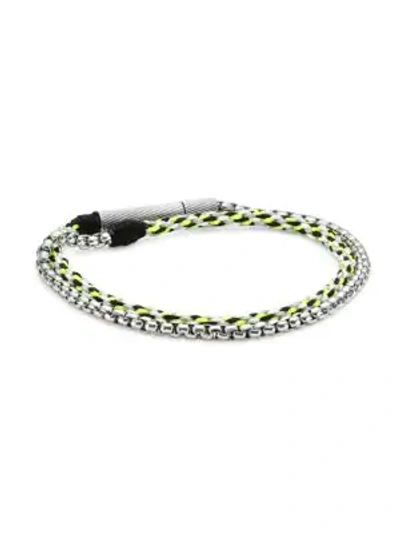 Shop Jonas Studio Hudson Stainless Steel Chain & Cord Bracelet In Lime Green