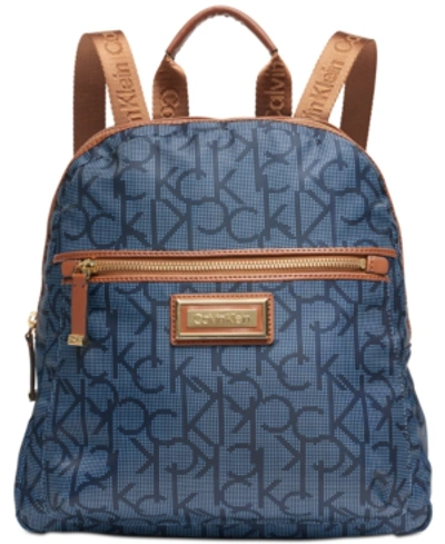 Shop Calvin Klein Signature Belfast Backpack In Navy/white Dot/gold