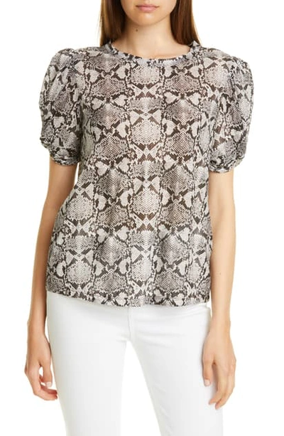 Shop A.l.c Kati Puff Sleeve Top In Nude Snake Print