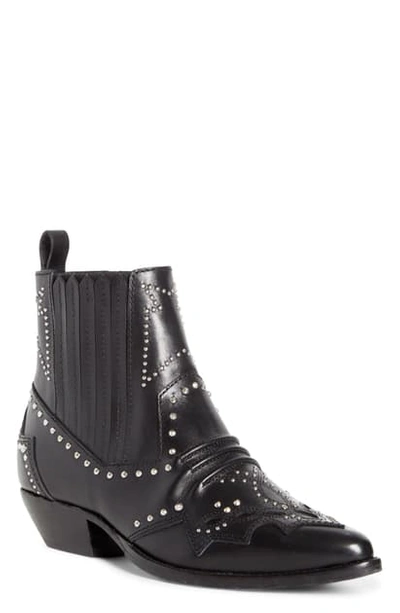 Shop Roseanna Studded Leather Western Boot In Noir