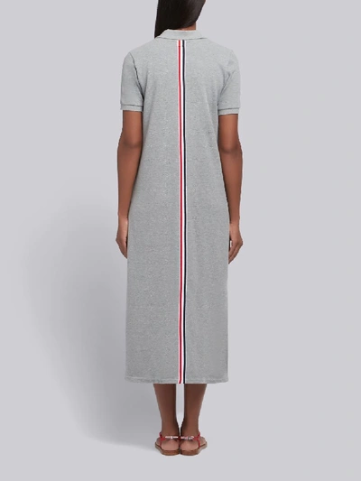 Shop Thom Browne Light Grey Classic Cotton Pique Center Back Stripe A-line Short Sleeve Polo Shirtdress